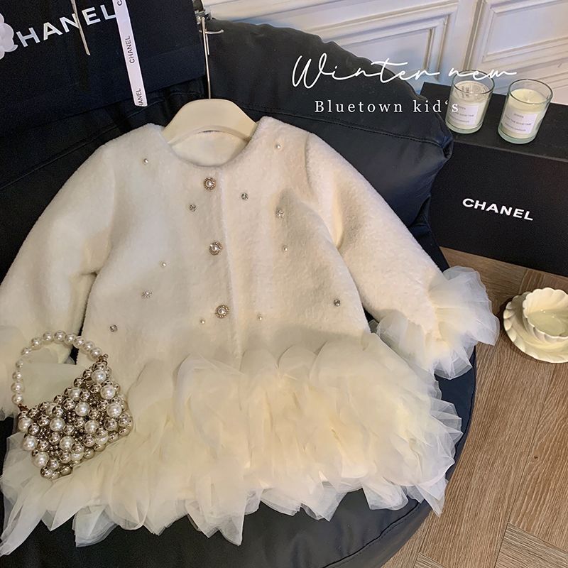 Winter Clothing For Babies - Girls' Furry Princess Mesh Coat Autumn