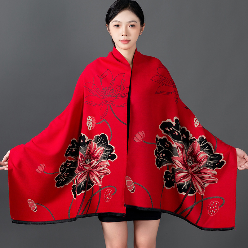 Cashmere Scarf Wrap - Women Winter Shawl Cashmere Scarf Floral