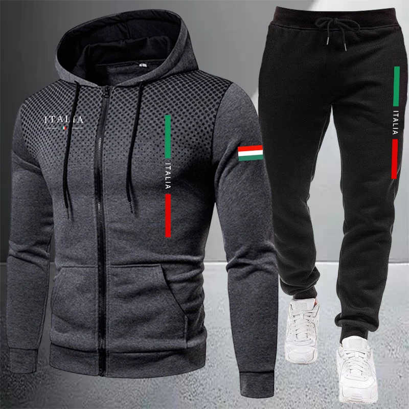 Winter Clothing Matching - Men's Tracksuit Casual Zip Hooded Sweatshirt