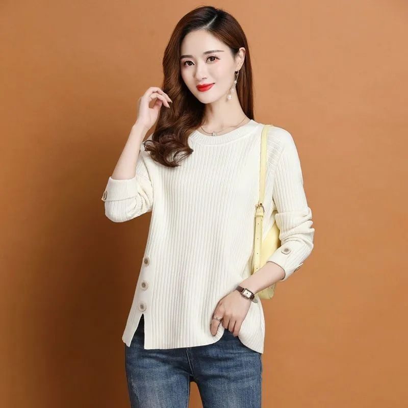 Winter Clothing Offer - White Ladies Pullovers Harajuku Korean Style