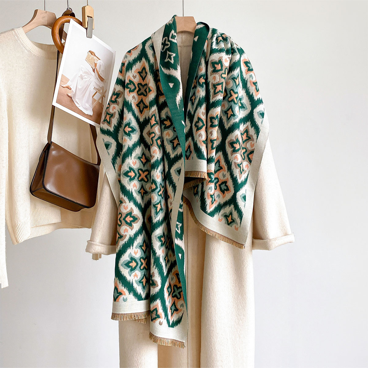Cashmere Scarf Wrap - Women Reversible Imitation Cashmere Scarf Winter