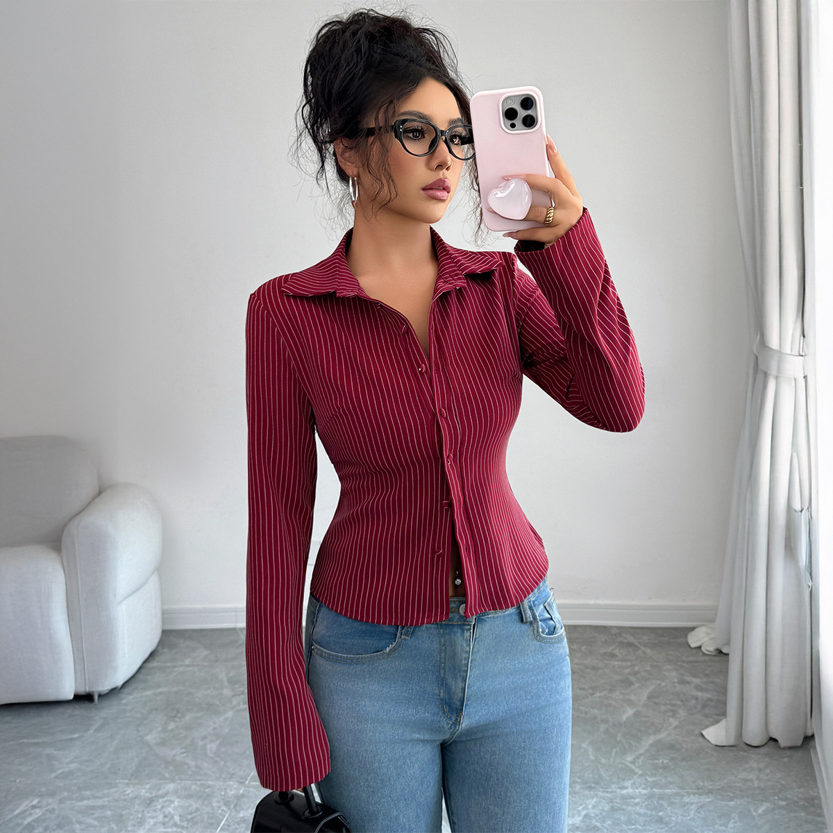 Winter Clothing Types - Casual High-grade Striped Long-sleeved Cardigan Shirt