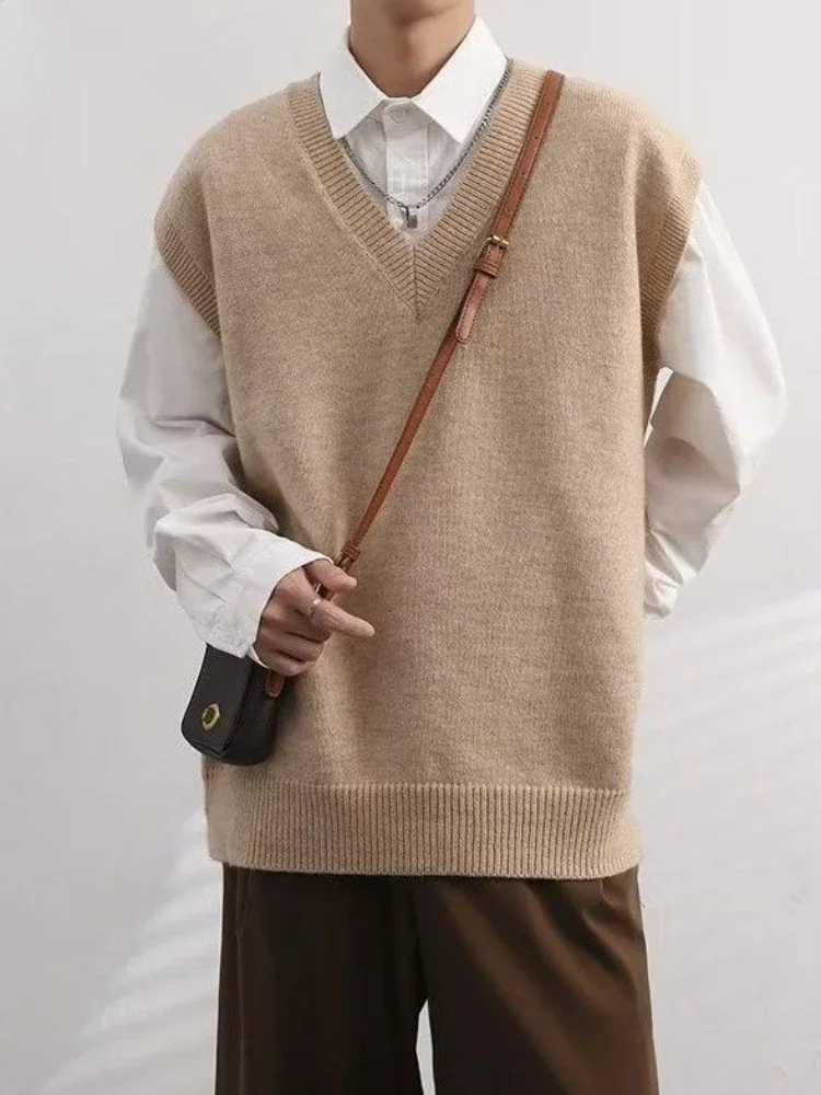 Winter Clothing Trends - Vest Waistcoat Beige V Neck Knit