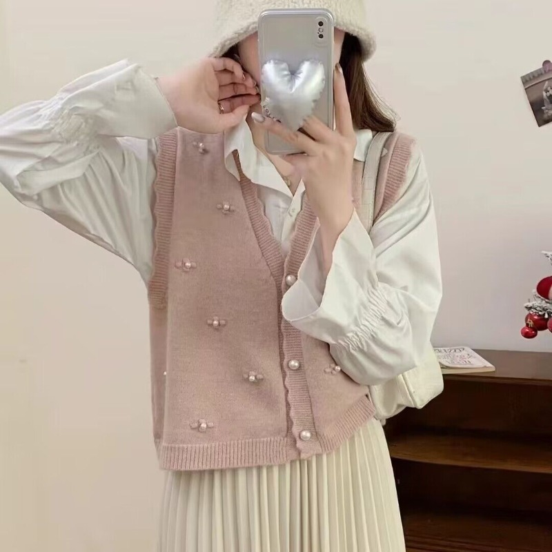 Winter Clothing Offer - Pink Knit Vests For Women Casual