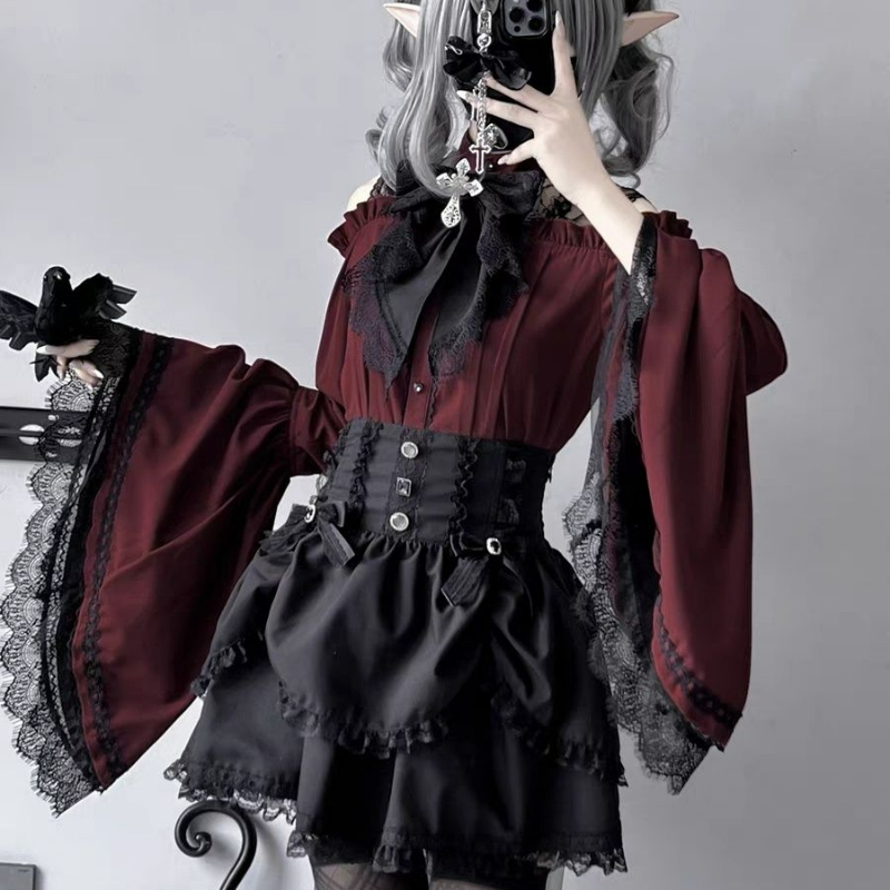 Winter Clothing Vintage - Gothic Y2k Lolita Style Shirts Women