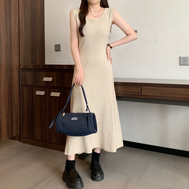 Winter Clothing Vintage - Elegant solid sleeveless Knit Vintage O-neck