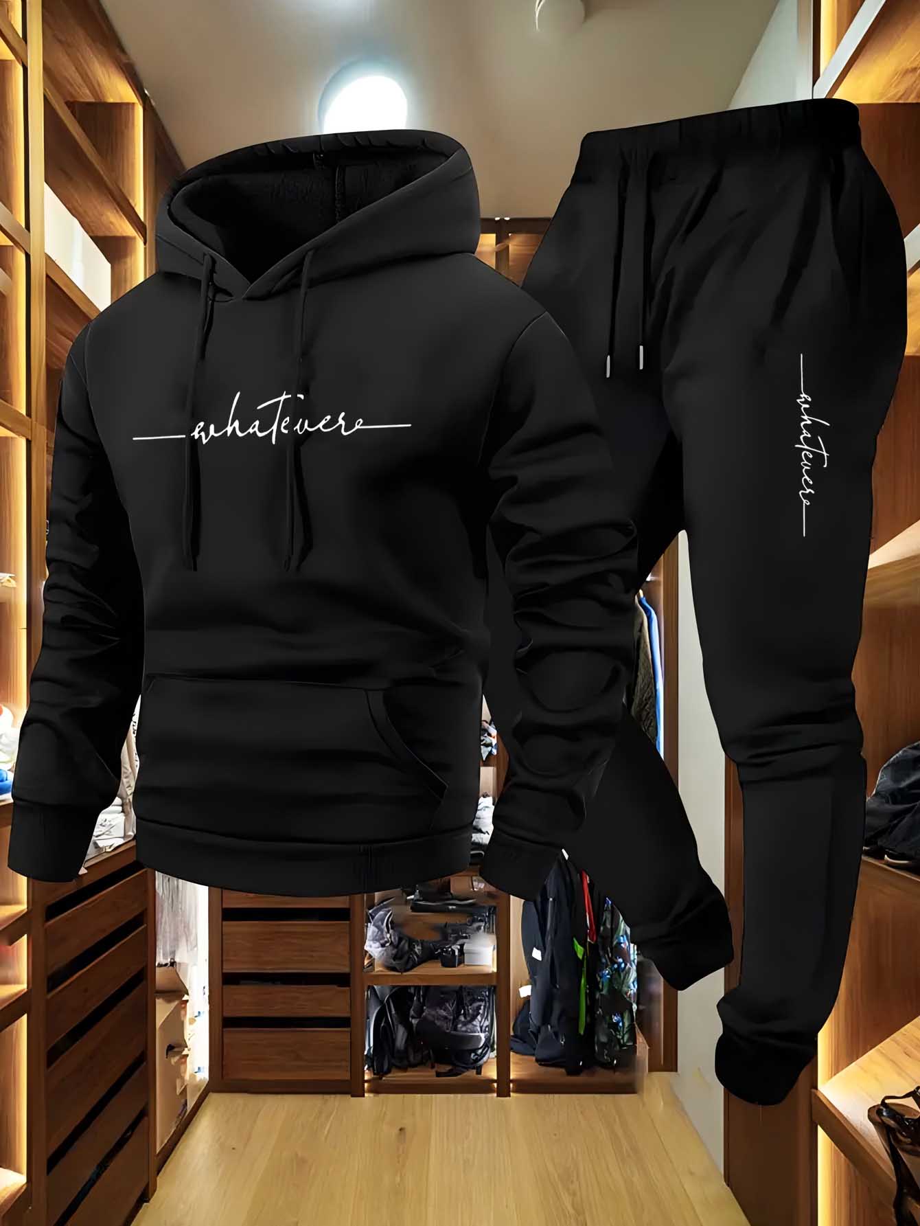 Winter Clothing Trends - 2-Piece Fleece Tracksuit for Men Thick