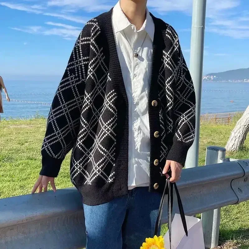 Men's Clothing Plaid Knit Swea - đánh giá và giá Winter Clothing Meme
