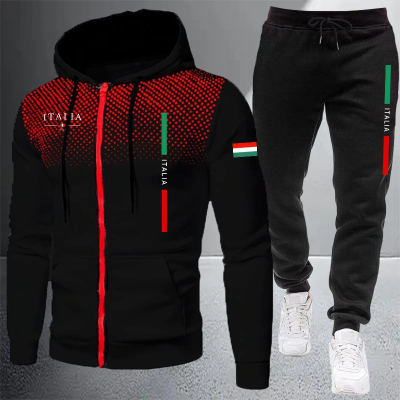 Men's Tracksuit Casual Zip Hoo - đánh giá và giá Winter Clothing Matching