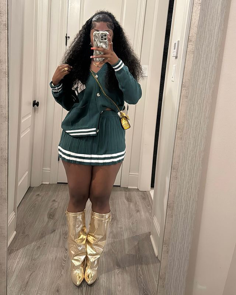 Knit Pleated Sweater Skirts 2  - đánh giá và giá Winter Clothing Matching