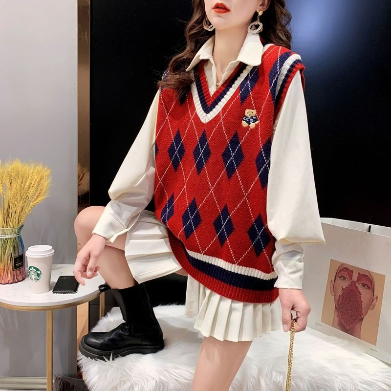 Red Knit Vests for Women Sleev - đánh giá và giá Winter Clothing Offer