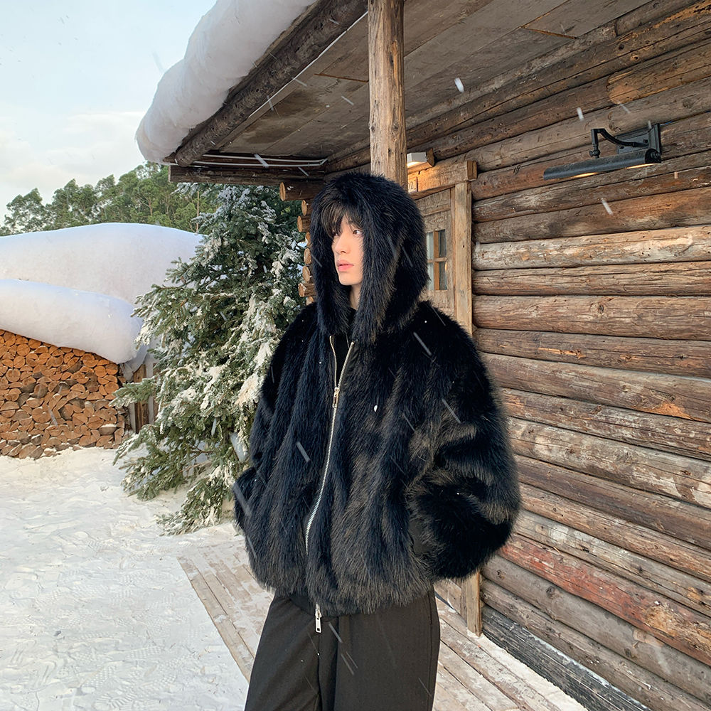 Men Faux Fur Coats Jackets Hoo - đánh giá và giá Winter Clothing Matching