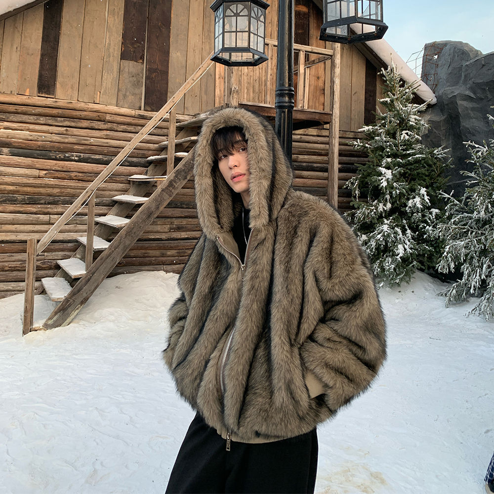 Men Faux Fur Coats Jackets Hoo - đánh giá và giá Winter Clothing Matching