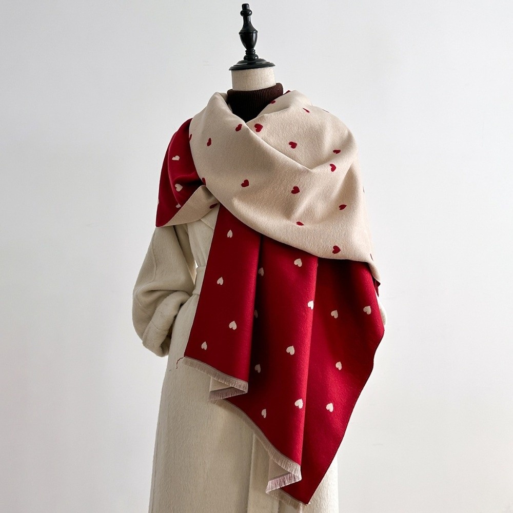 Elegant Double Sided Heart Pat - đánh giá và giá Cashmere Scarf Wrap