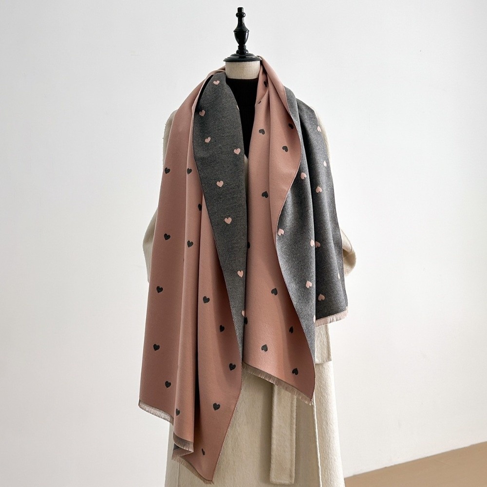 Elegant Double Sided Heart Pat - đánh giá và giá Cashmere Scarf Wrap