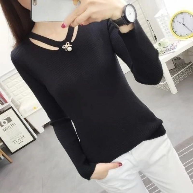 V Neck Knitting Slim Simplicit - đánh giá và giá Winter Clothing Trends