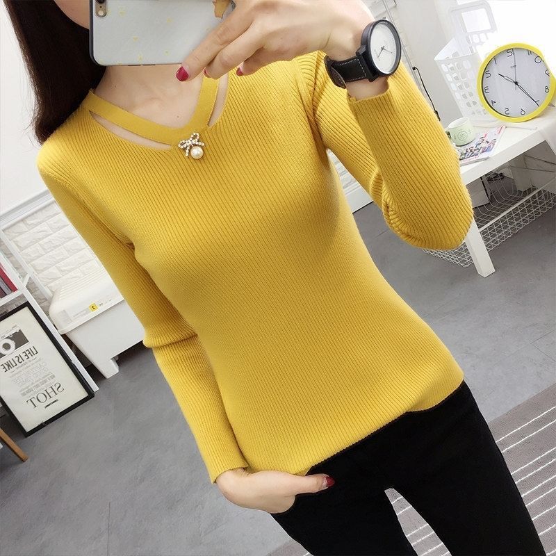 V Neck Knitting Slim Simplicit - đánh giá và giá Winter Clothing Trends