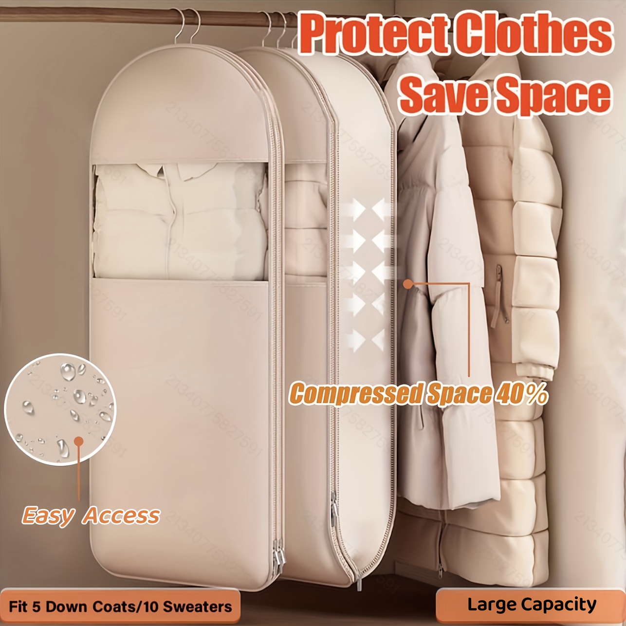 Beige Compression Hanging Bag, - đánh giá và giá Winter Clothing Storage