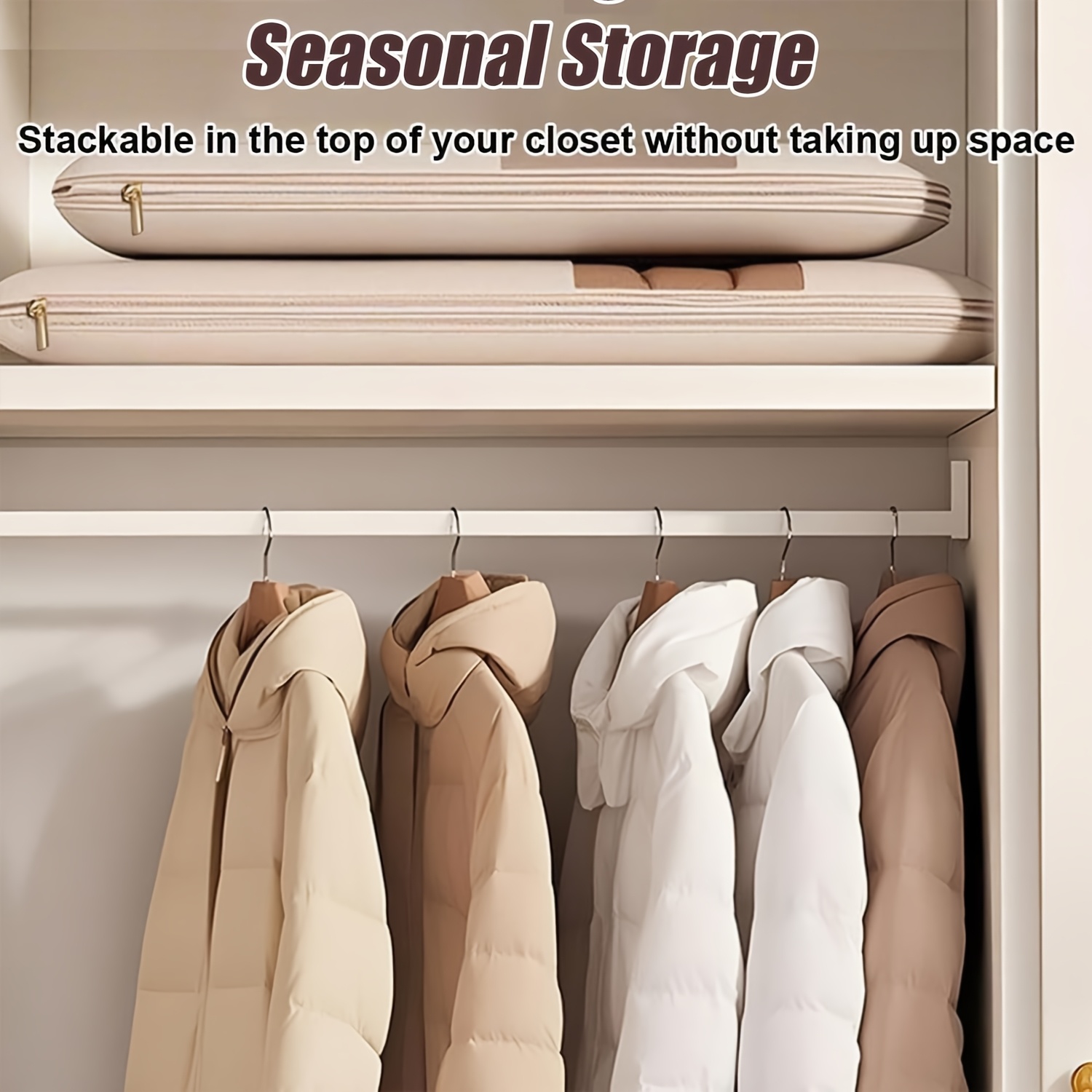Beige Compression Hanging Bag, - đánh giá và giá Winter Clothing Storage