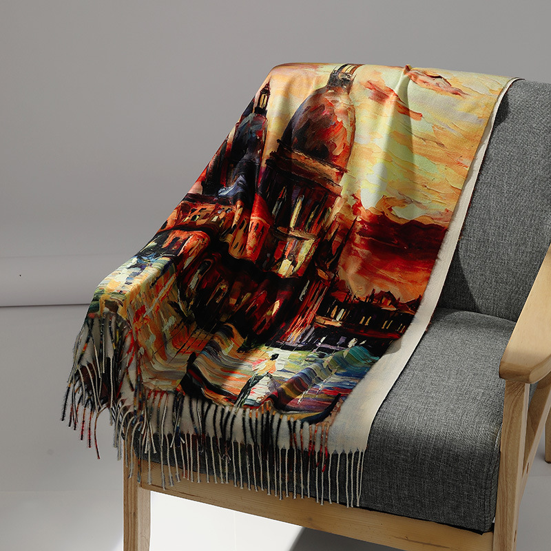 Luxury Brand Oil Painting Cash - đánh giá và giá Cashmere Scarf Wrap