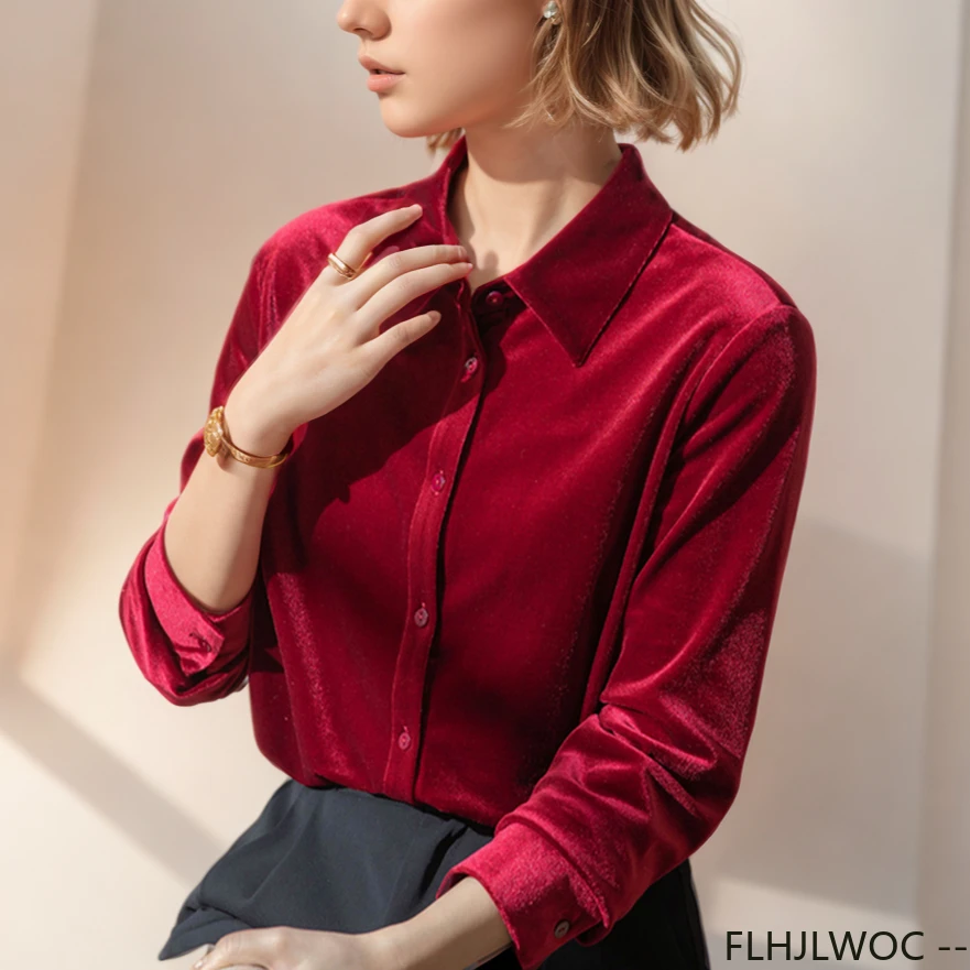 Black Red Velvet Tops Blouse N - đánh giá và giá Winter Clothing Vintage