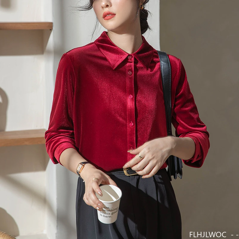 Black Red Velvet Tops Blouse N - đánh giá và giá Winter Clothing Vintage
